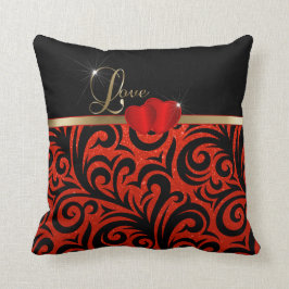 Cojín Decorativo Amor rojo elegante del purpurina