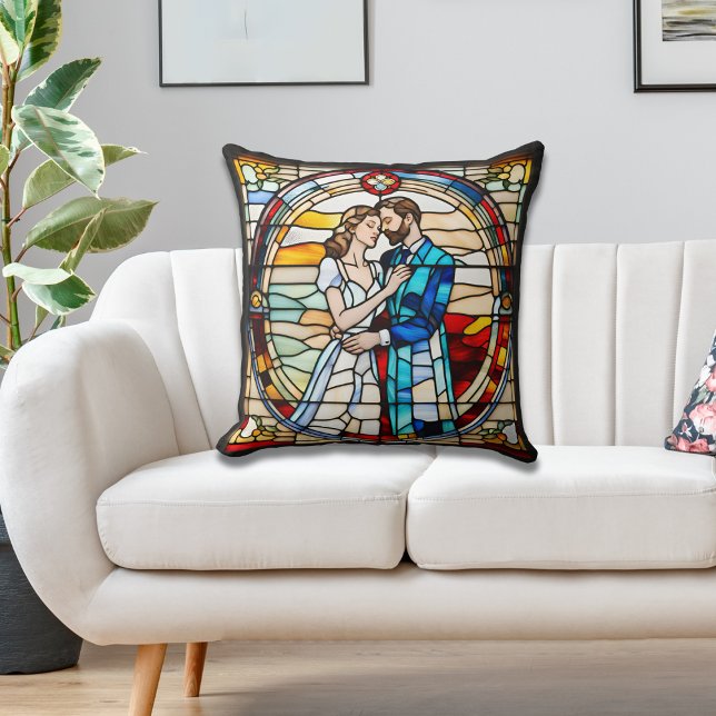 Cojín Decorativo Amor Romántico en Estilo Vidrio Pintado Boda Europ (Subido por el creador)