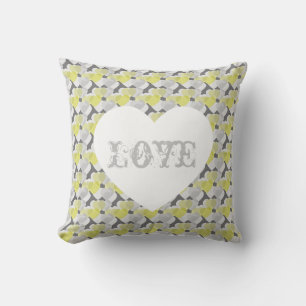Cojín Decorativo Amor San Valentín Corazón Blanco Gris Amarillo