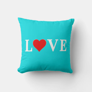 Cojín Decorativo AMOR Turquesa Azul Aqua Azul Moda Moderna Elegante