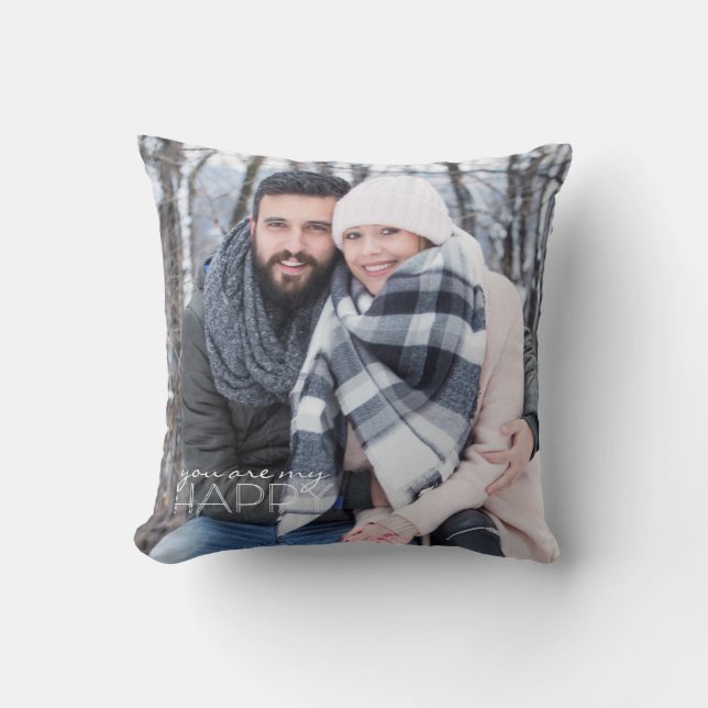 Cojín Decorativo Amor | USTED ES MI FELIZ | Foto de pareja (Anverso)