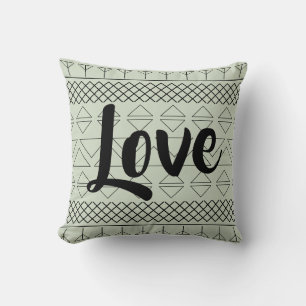Cojín Decorativo Amor Verde Estampado de Patrón Azteca Geométrico d