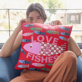 Cojín Decorativo Amor y besos o peces corazones costeros costeros c