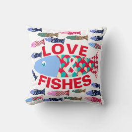 Cojín Decorativo Amor y besos o peces corazones costeros costeros c