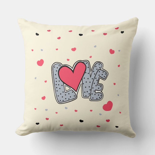 Cojín Decorativo Amor y corazones (Anverso)