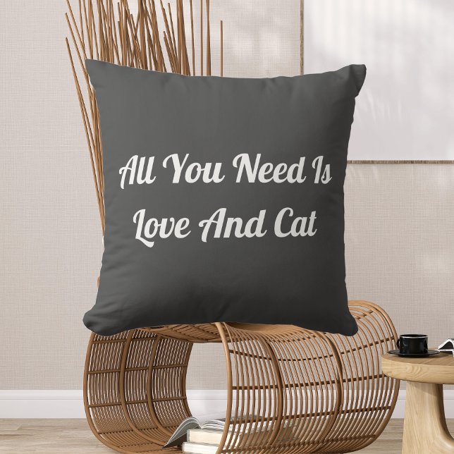 Cojín Decorativo Amor Y Gato Cita Personalizada Cita Gris Oscuro (Subido por el creador)