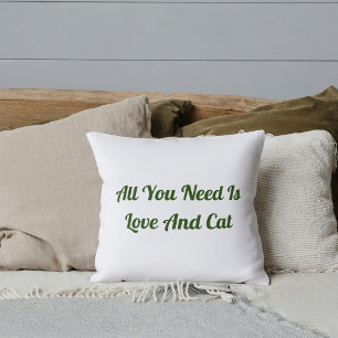 Cojín Decorativo Amor Y Gato Personalizado Cute Graciosa Cita Blanc