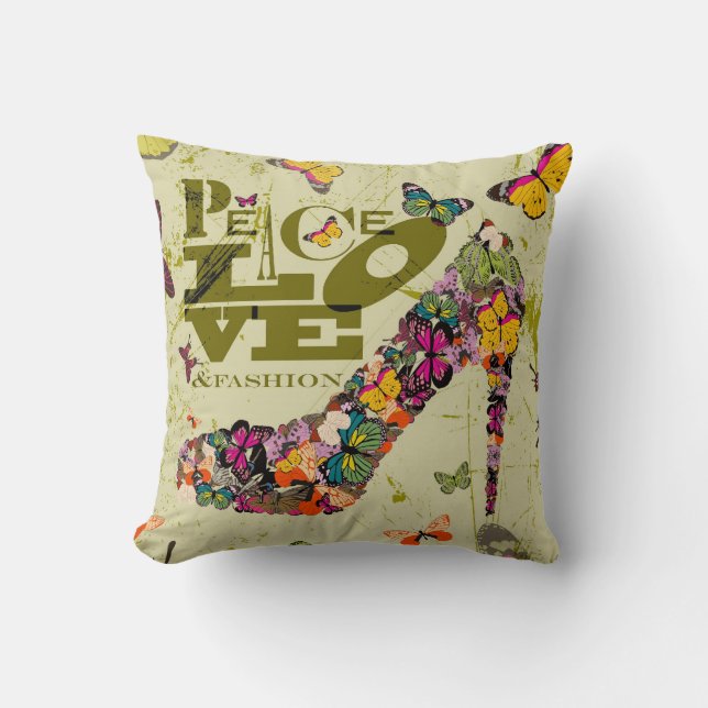 Cojín Decorativo Amor y moda, xo PJ. de la paz (Anverso)