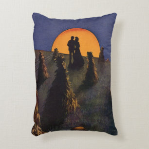 Cojín Decorativo Amor y Romance Vintage, Beso de Luna de Cosecha
