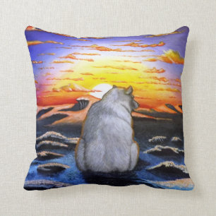 Cojín Decorativo Amortiguador de la puesta del sol del oso polar