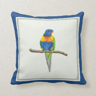 Cojín Decorativo Amortiguador de Lorikeet del arco iris - Acuarela