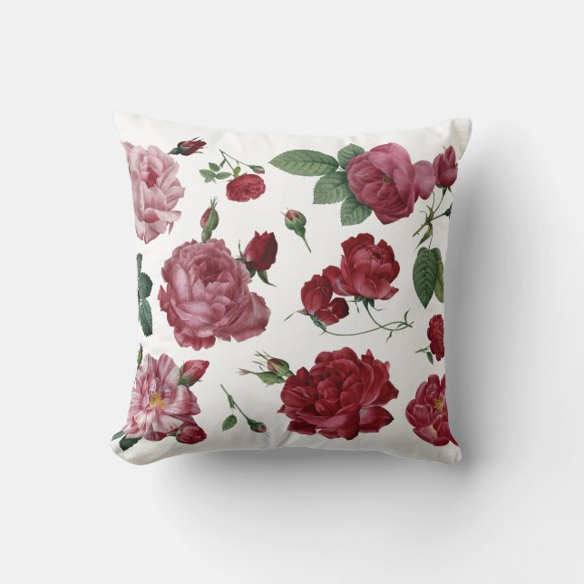 Cojín Decorativo Amortiguador del blanco de los rosas (Anverso)