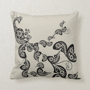 Cojín Decorativo Amortiguador floral del arte negro del modelo del