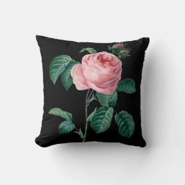 Cojín Decorativo Amortiguador floral negro color de rosa rosado