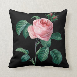 Cojín Decorativo Amortiguador floral negro color de rosa rosado