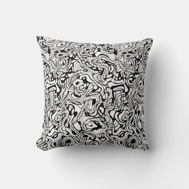 Cojín Decorativo Amortiguador que vaga blanco/del negro reversible (Anverso)
