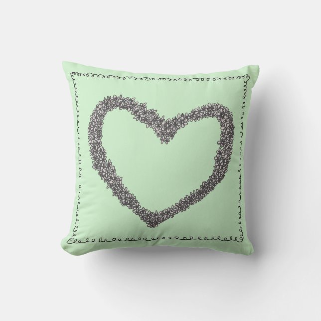 Cojín Decorativo Amortiguador verde del corazón de Seafoam (Anverso)