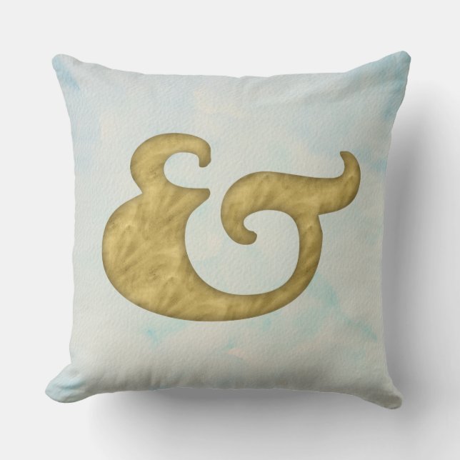 Cojín Decorativo Ampersand acuático | Oro Y Símbolo (Anverso)