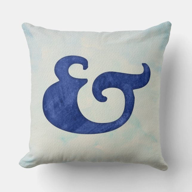 Cojín Decorativo Ampersand acuático | Sombras de azul (Anverso)
