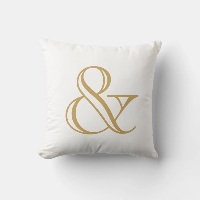 Cojín Decorativo Ampersand Blanco Y Oro (Anverso)