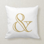 Cojín Decorativo Ampersand Blanco Y Oro<br><div class="desc">Ampersand dorado sobre fondo blanco.</div>