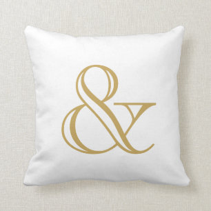 Cojín Decorativo Ampersand Blanco Y Oro