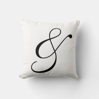 Cojín Decorativo Ampersand Scroll Text En Blanco Y Negro