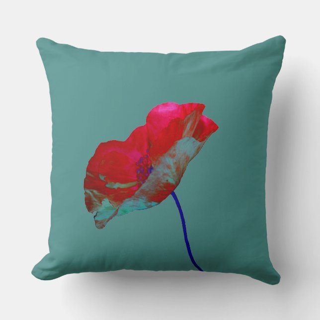 Cojín Decorativo Ampolla azul rojo en verde azulado (Anverso)