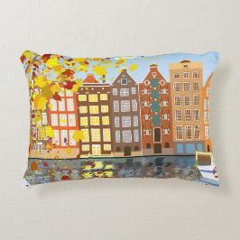 Cojín Decorativo Ámsterdam City Canal Otumn Colorful Accent Pillow