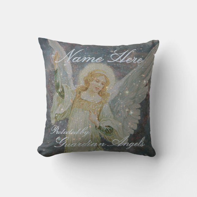 Cojín Decorativo Añada el ángel de guarda conocido (Anverso)