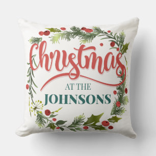 Cojín Decorativo Añada el nombre de su familia Navidad Elegante