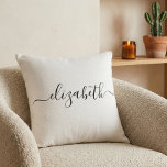 Cojín Decorativo Añada su blanco el | simple conocido de la<br><div class="desc">Almohada minimalista con nombre en caligrafía moderna. Usted puede corregir los colores.</div>