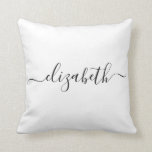 Cojín Decorativo Añada su blanco el | simple conocido de la<br><div class="desc">Almohada minimalista con nombre en caligrafía moderna. Usted puede corregir los colores.</div>
