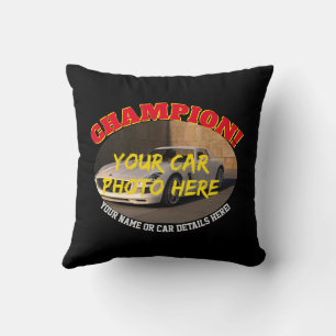 Cojín Decorativo Añadir nombre, foto de su auto, texto, vehículo de