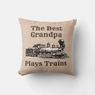 Cojín Decorativo Añadir nombre juega el abuelo del tren de vapor