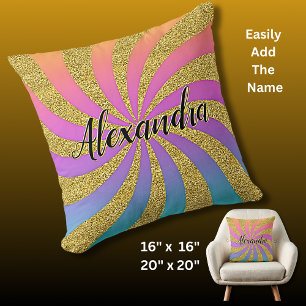 Cojín Decorativo Añadir nombre torcido de sol arte pop resquebraja 
