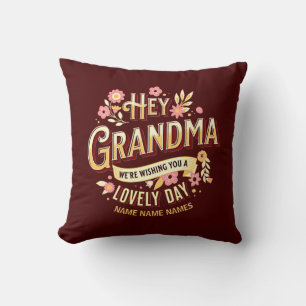 Cojín Decorativo Añadir nombres Abuela te deseamos un día encantado