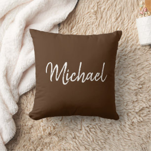 Cojín Decorativo Añadir Personalizado tu propio nombre Marrón elega