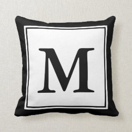 Cojín Decorativo Añadir su monograma blanco y negro