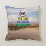 Cojín Decorativo Añadir tu nombre 50 cumpleaños Divertido Rótulos e<br><div class="desc">Gracioso cojín de viaje arroja almohada para los que celebran el 50 cumpleaños. Inspirado por las señales de tránsito,  diseñado para levantar una risita. Agregue fácilmente el nombre que necesite al signo verde utilizando la plantilla proporcionada.</div>