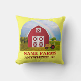 Cojín Decorativo Añadir tu nombre a Red Barn con cielo azul