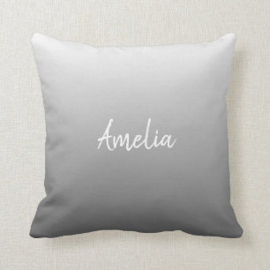 Cojín Decorativo Añadir un nombre gris degradado Ombre