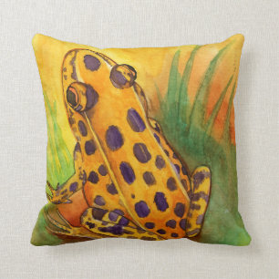 Cojín decorativo anaranjado de la rana de leopardo