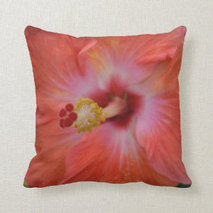 Cojín decorativo anaranjado del hibisco