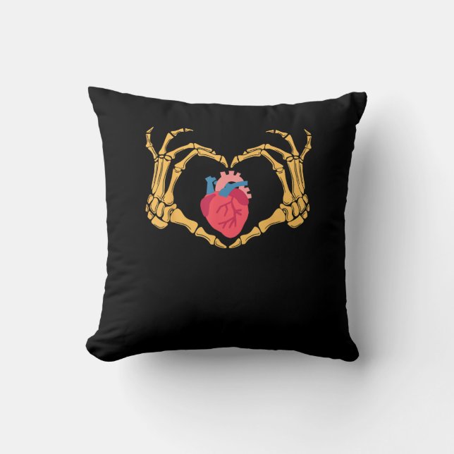 Cojín Decorativo Anatomía cardíaca de mano de esqueleto Enfermera c (Anverso)