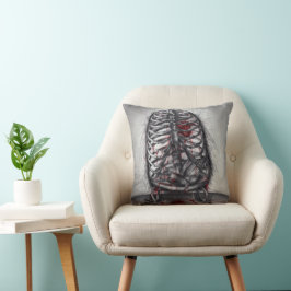 Cojín Decorativo Anatomía de Jaula Vacía Terror Gótico Arte Origina