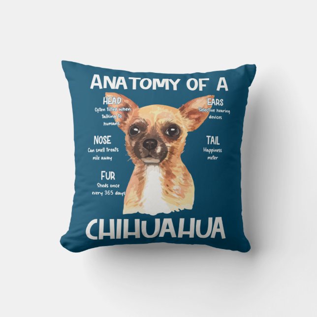 Cojín Decorativo Anatomía De Un Chihuahua Para Los Amantes Del Perr (Anverso)