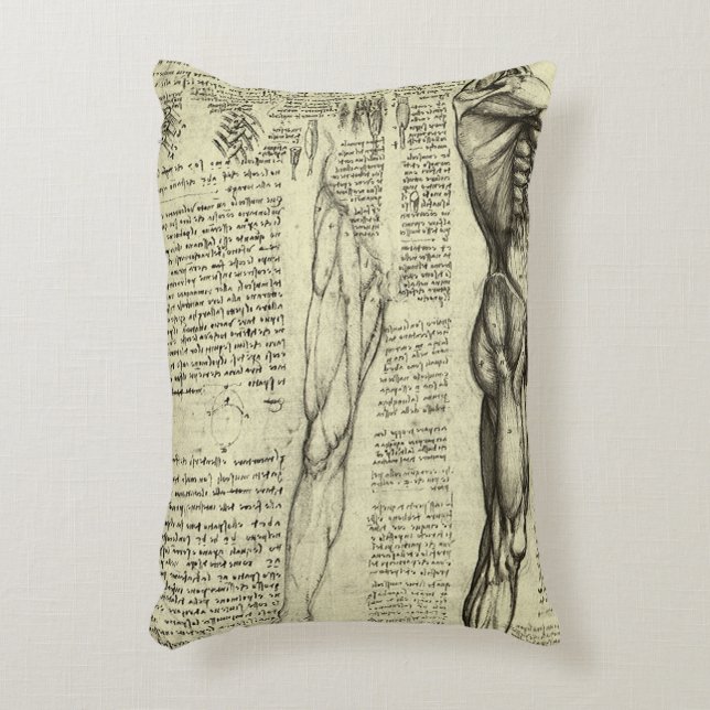 Cojín Decorativo Anatomía Humana Masculina de Leonardo da Vinci Mús (Frente (Vertical))