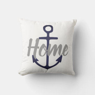 Cojín Decorativo ANCHOR náutico + CASA gris en rojo