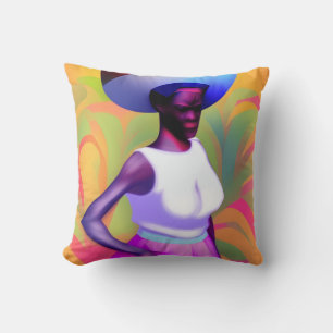 Cojín Decorativo Anciana africana llevando una bolsa en la cabeza
